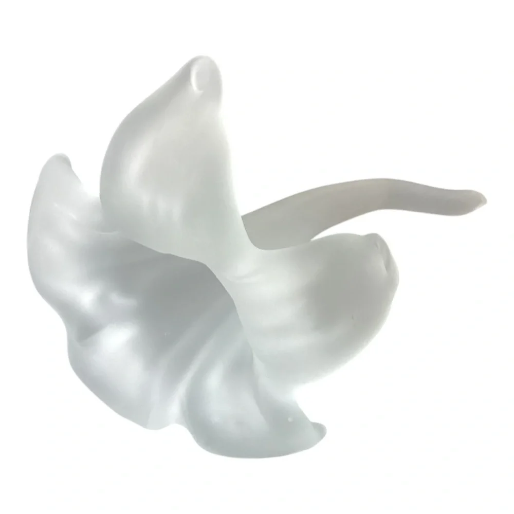 Frosted White Satin Art Glass Trumpet Horn Lily Epergne Flower Holder Bud Vase - Picture 3 of 16